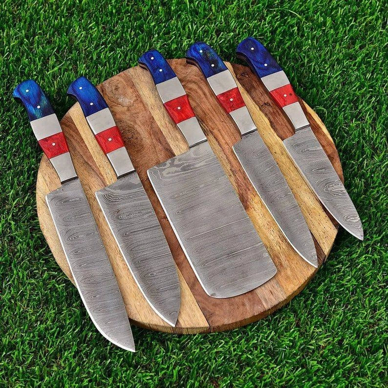 RA-72 Custom Handmade Damascus Steel Chef Knife Set 3