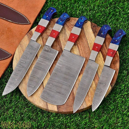 RA-72 Custom Handmade Damascus Steel Chef Knife Set
