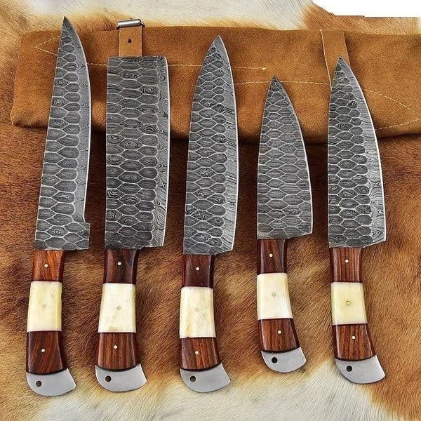 RA-73 Custom 5-Piece Damascus Chef Knife Set 2
