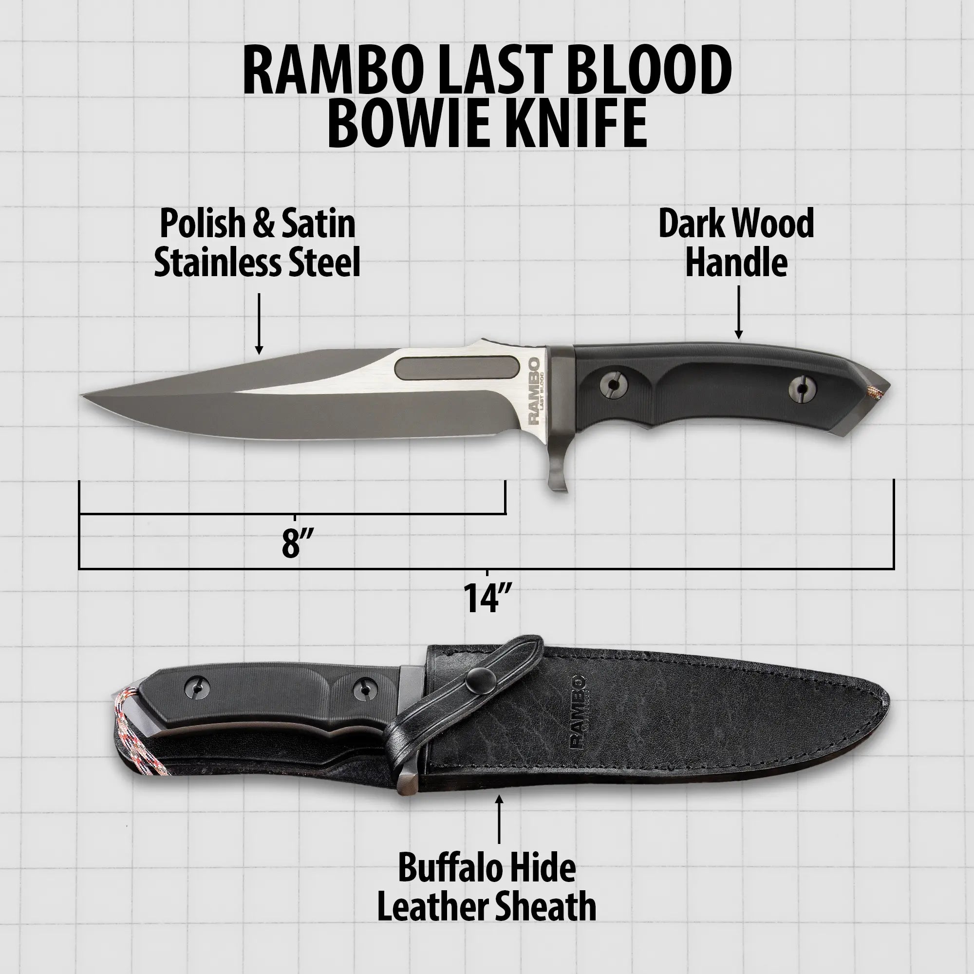 Rambo Last Blood Bowie Knife With Sheath 2