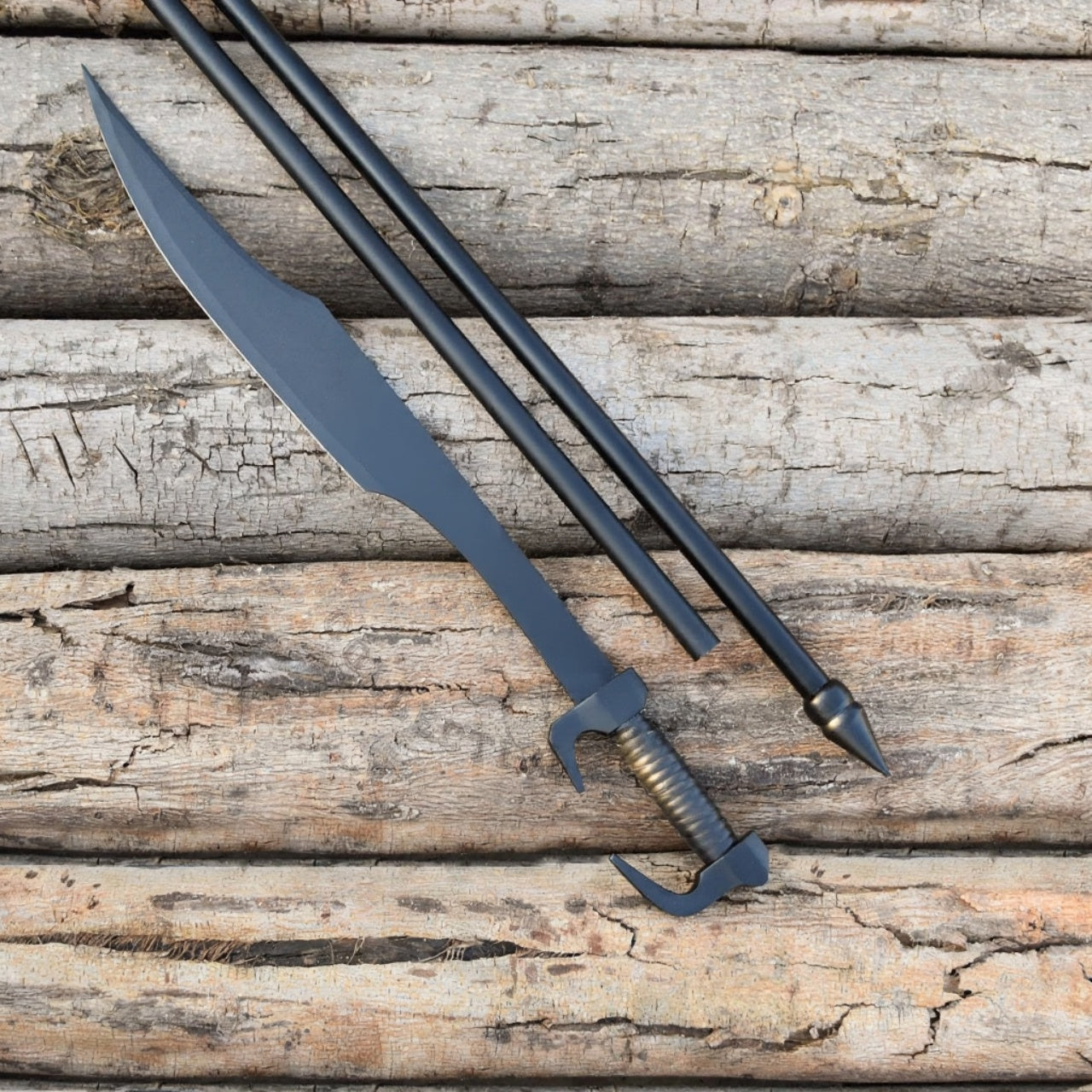 Set of Spartan King Leonidas Sword and Spear