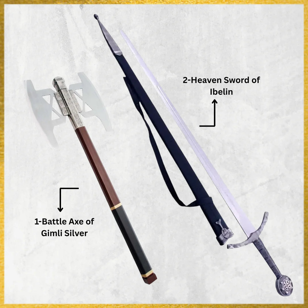 Silver Battle Axe of Gimli & Kingdom of Heaven Ibelin Sword