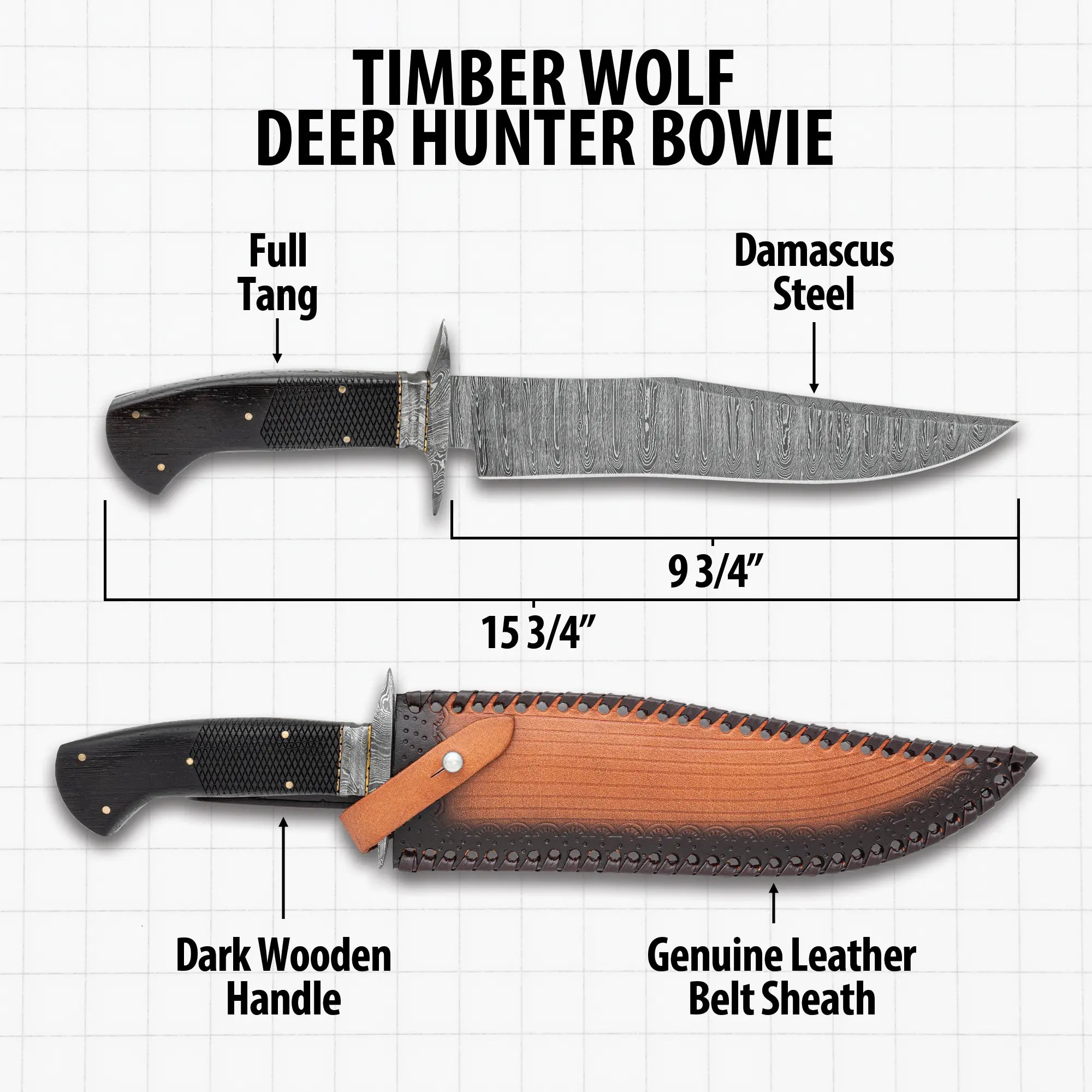 Timber Wolf Deer Hunter Bowie Knife 2