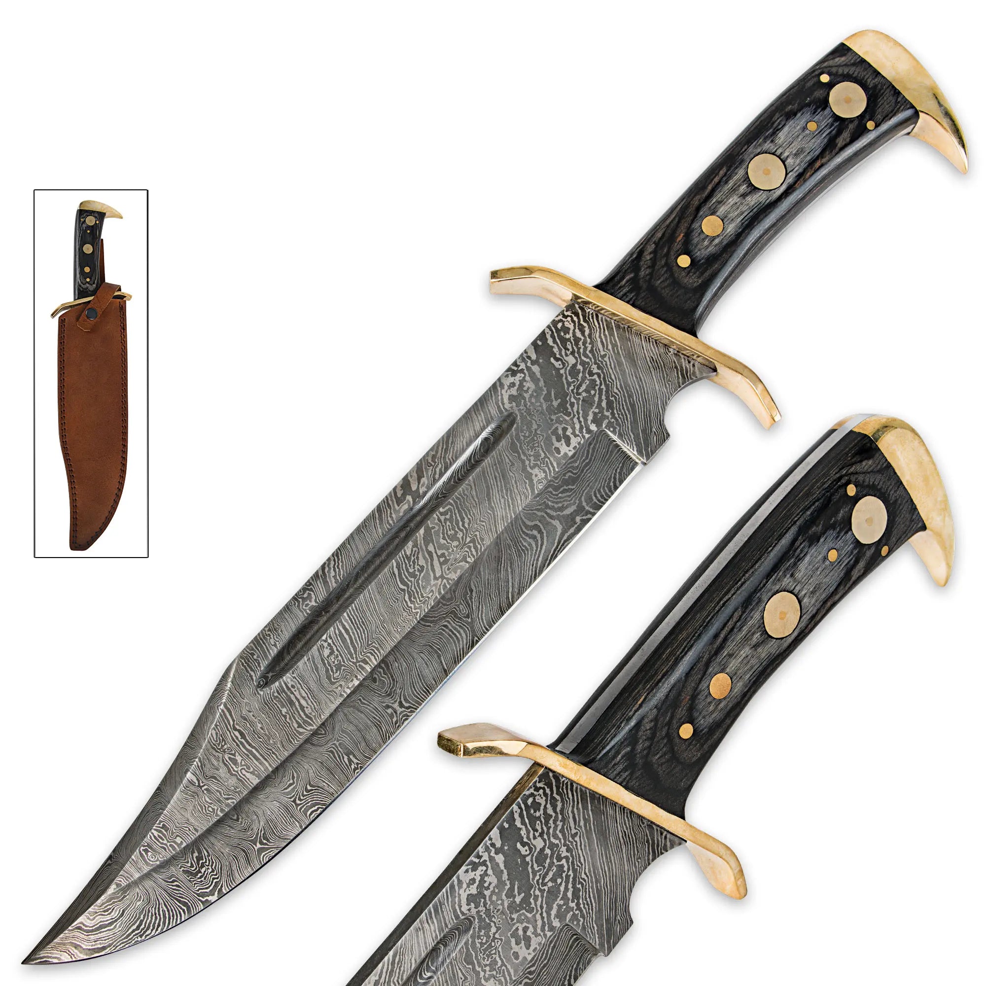 Timber Rattler Western Outlaw Damascus Bowie Knife 3