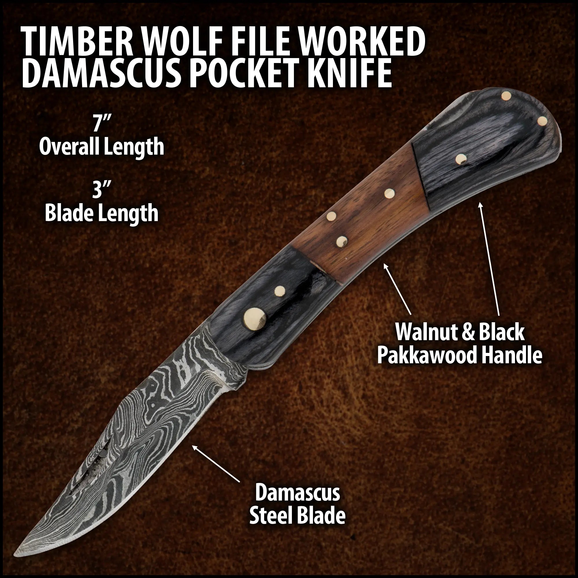 Timber Wolf Damascus Pocket Knife 2