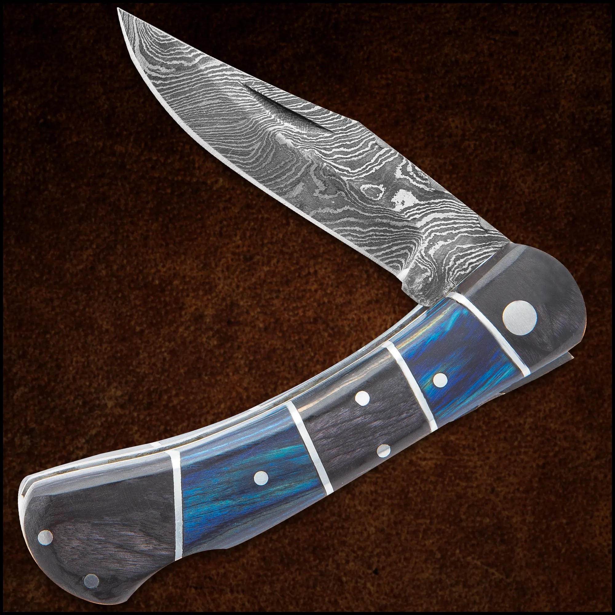 Timber Wolf Rainshadow Damascus Pocket Knife 5