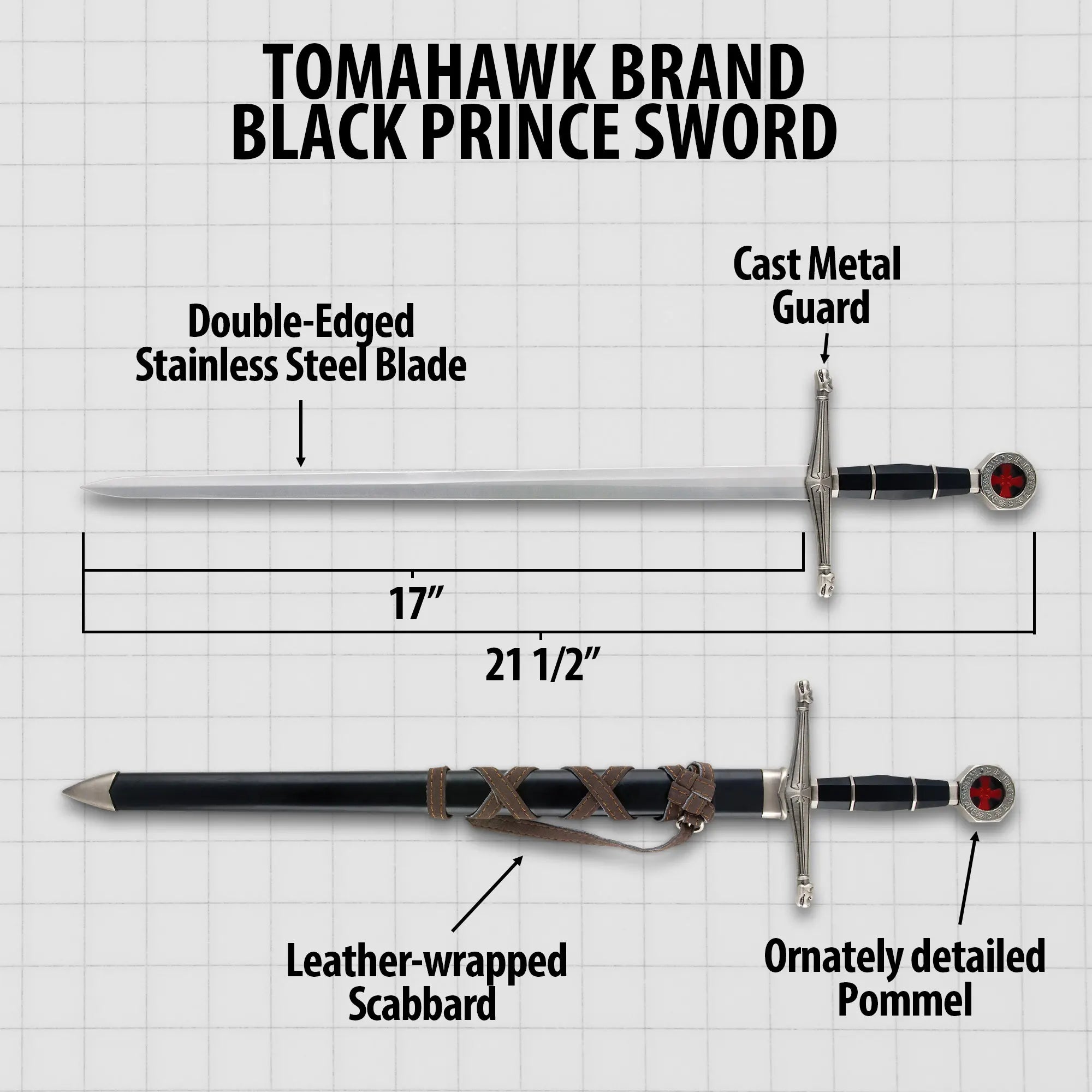 Tomahawk Black Prince Sword & Scabbard 3