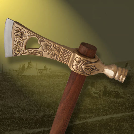 Tribal Peace Pipe Tomahawk w/ Brass Accents 2