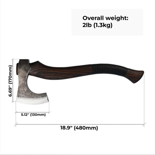Viking Axe Svart Barbar – Hand-Forged with Carved Handle 2