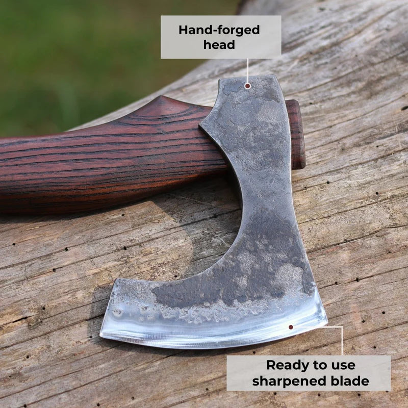 Viking Axe Svart Barbar – Hand-Forged with Carved Handle 4