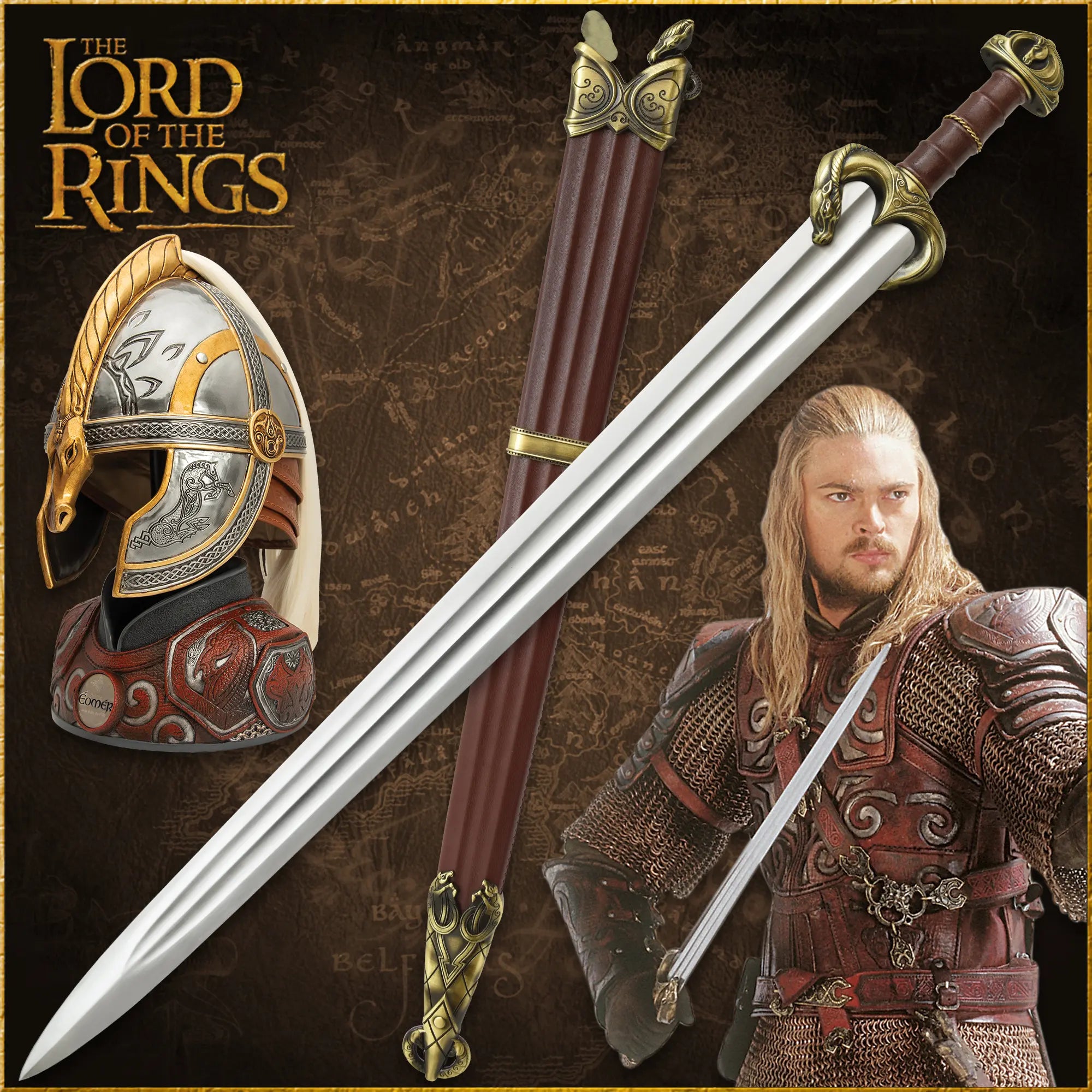 Sword and helmet with character from The Lord of the Rings