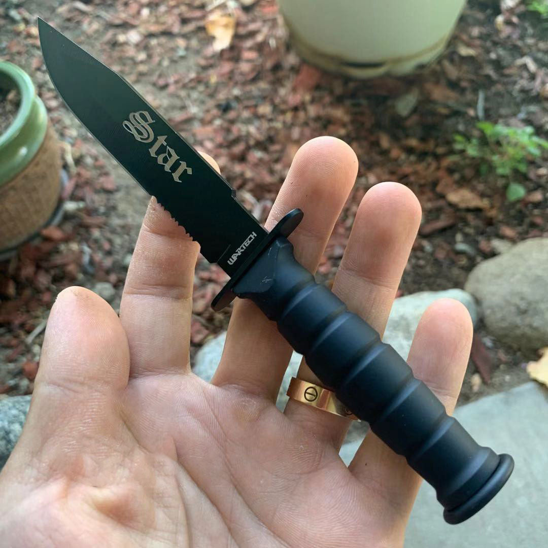 19.05 cm Full Tang Black Tanto Tactical Knife with Nylon Sheath