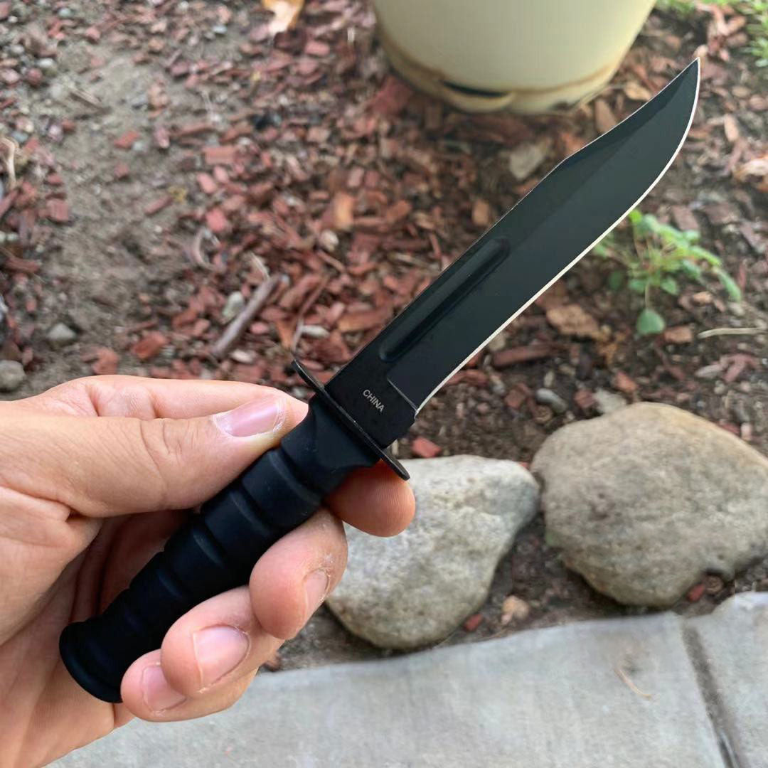 19 cm Full Tang Classic Tanto Tactical Knife with Nylon Belt Sheath 1