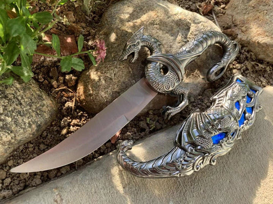 25cm Fighting Dragon Dagger Knife - Engraved
