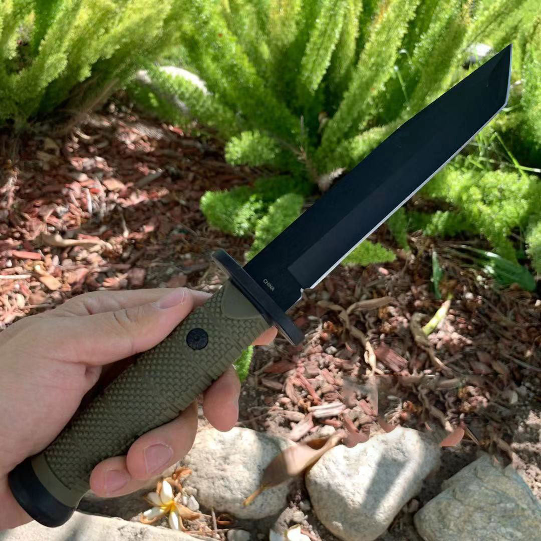 31.4 cm Full Tang Black Hunting Bowie Knife with Hard Sheath