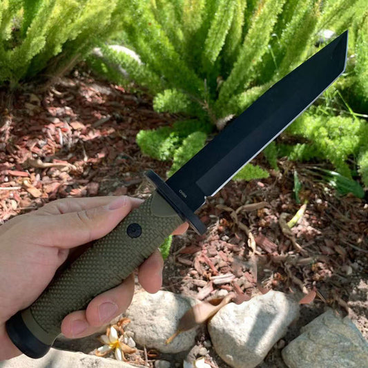 31.4 cm Full Tang Black Hunting Bowie Knife with Hard Sheath