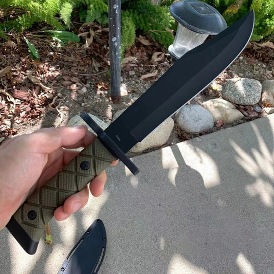 36.5125cm Full Tang Black Hunting Bowie Knife with Hard Sheath