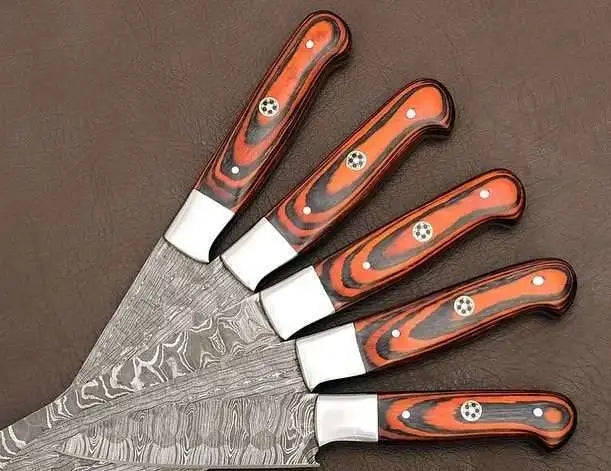5-Piece Custom Made Damascus Blade Chef Knife Set 5