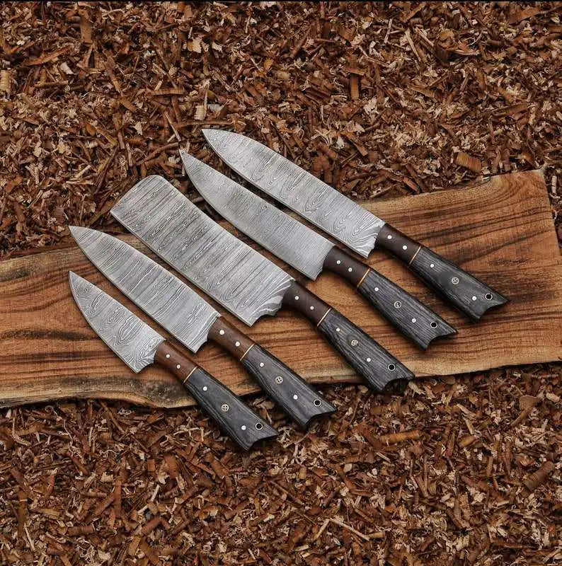 5-Piece Hand Forged Damascus Knife Set 11