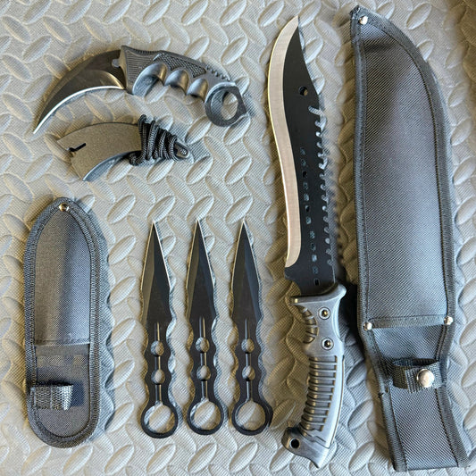 5PC Machete & Throwing Knife Set