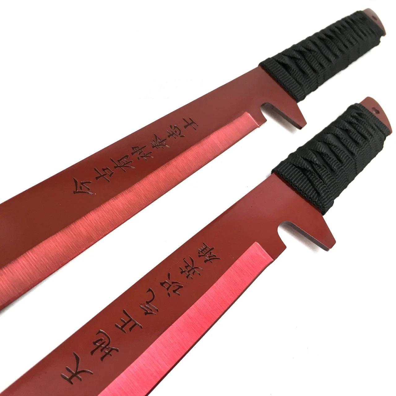 68.58cm & 45.72 Red Samurai Machete Sword Set 3