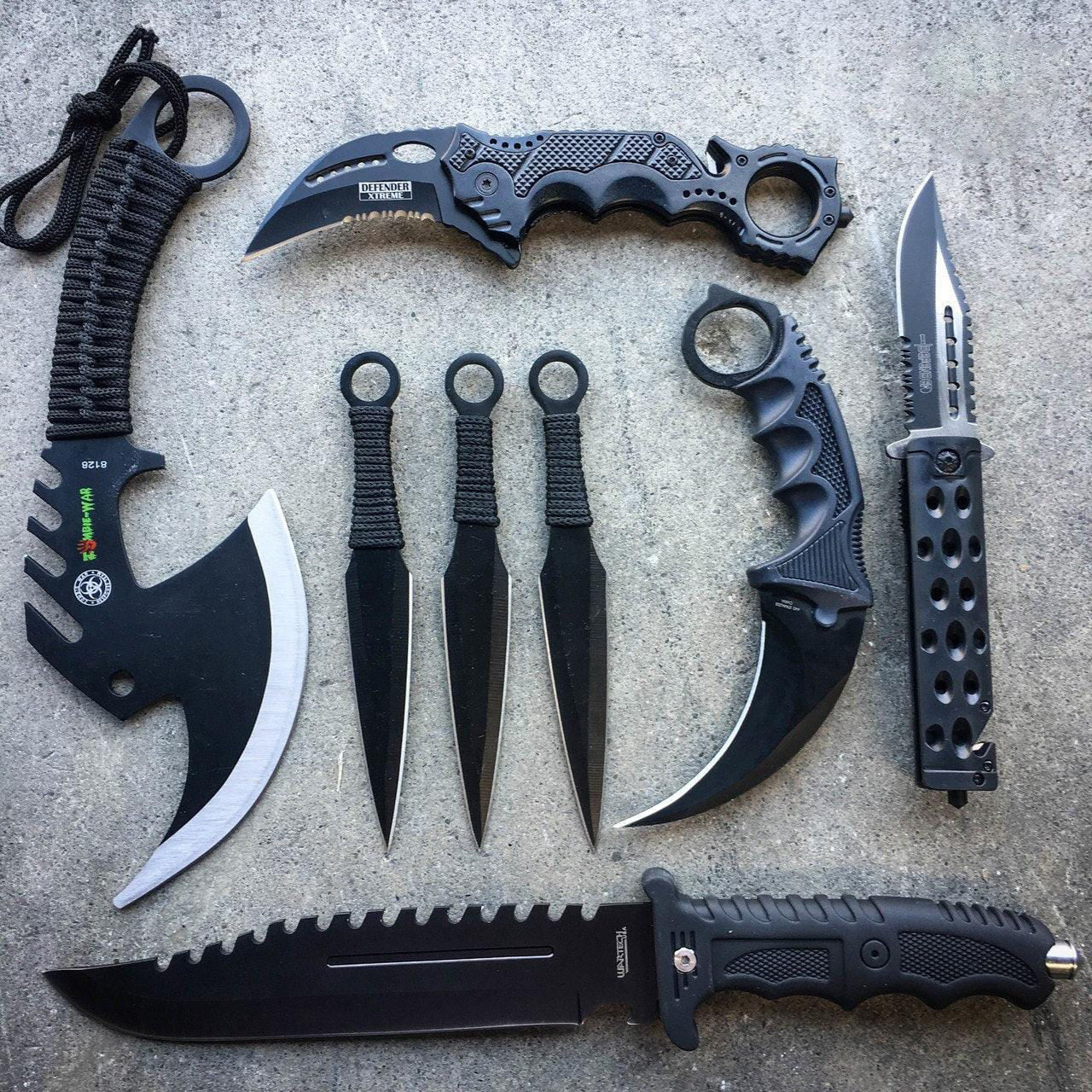 8PC Zombie Tactical Knife & Axe Set 1