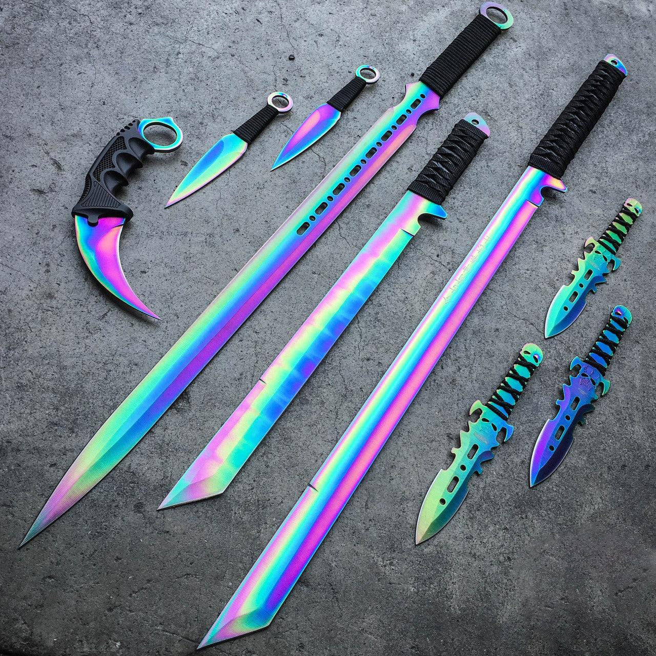 9PC Rainbow Ninja Battle Set