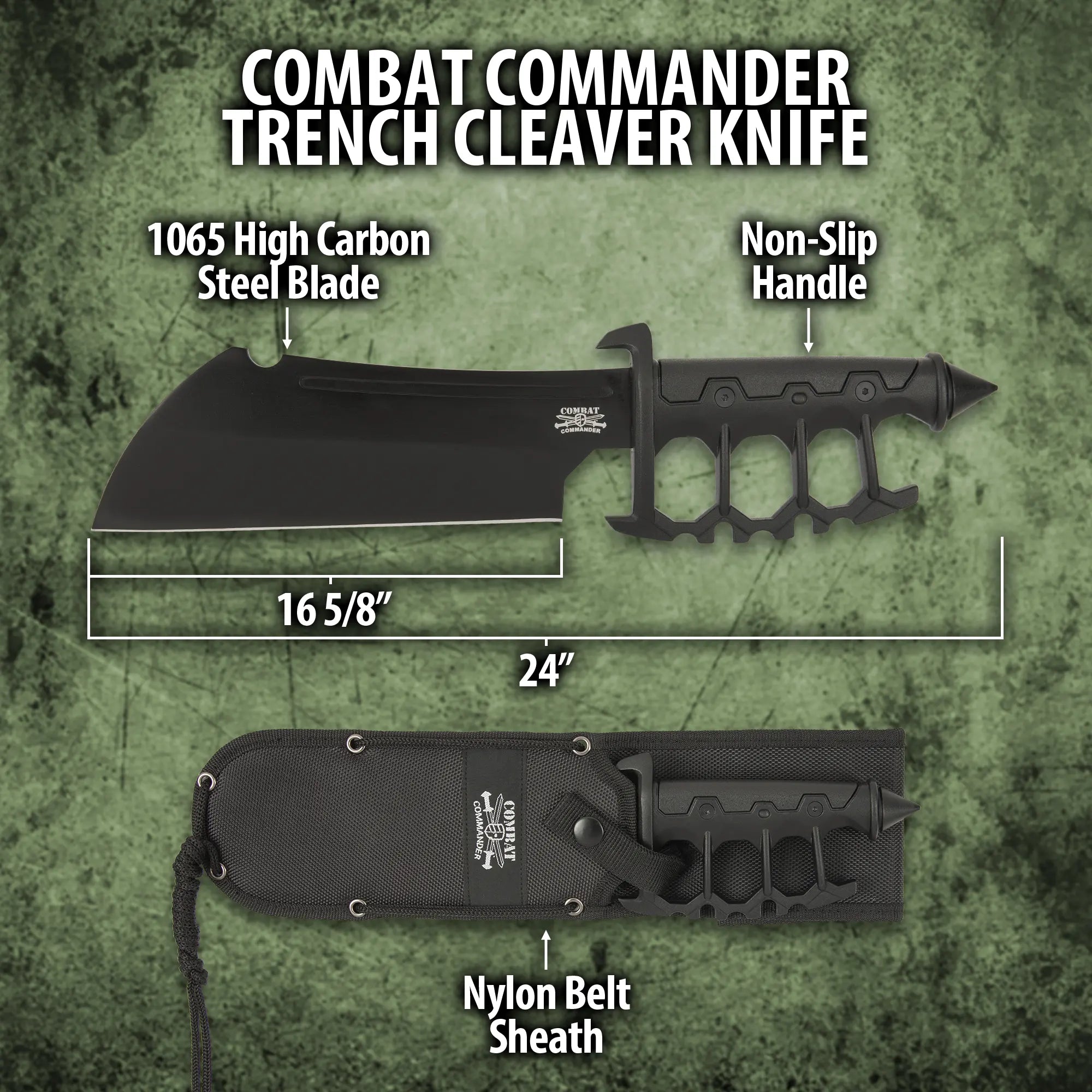 Combat Commander Trench Cleaver Knife and Sheath 2
