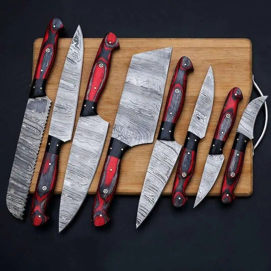 Custom Made 8-Piece Damascus Blade Chef Knife Set 1