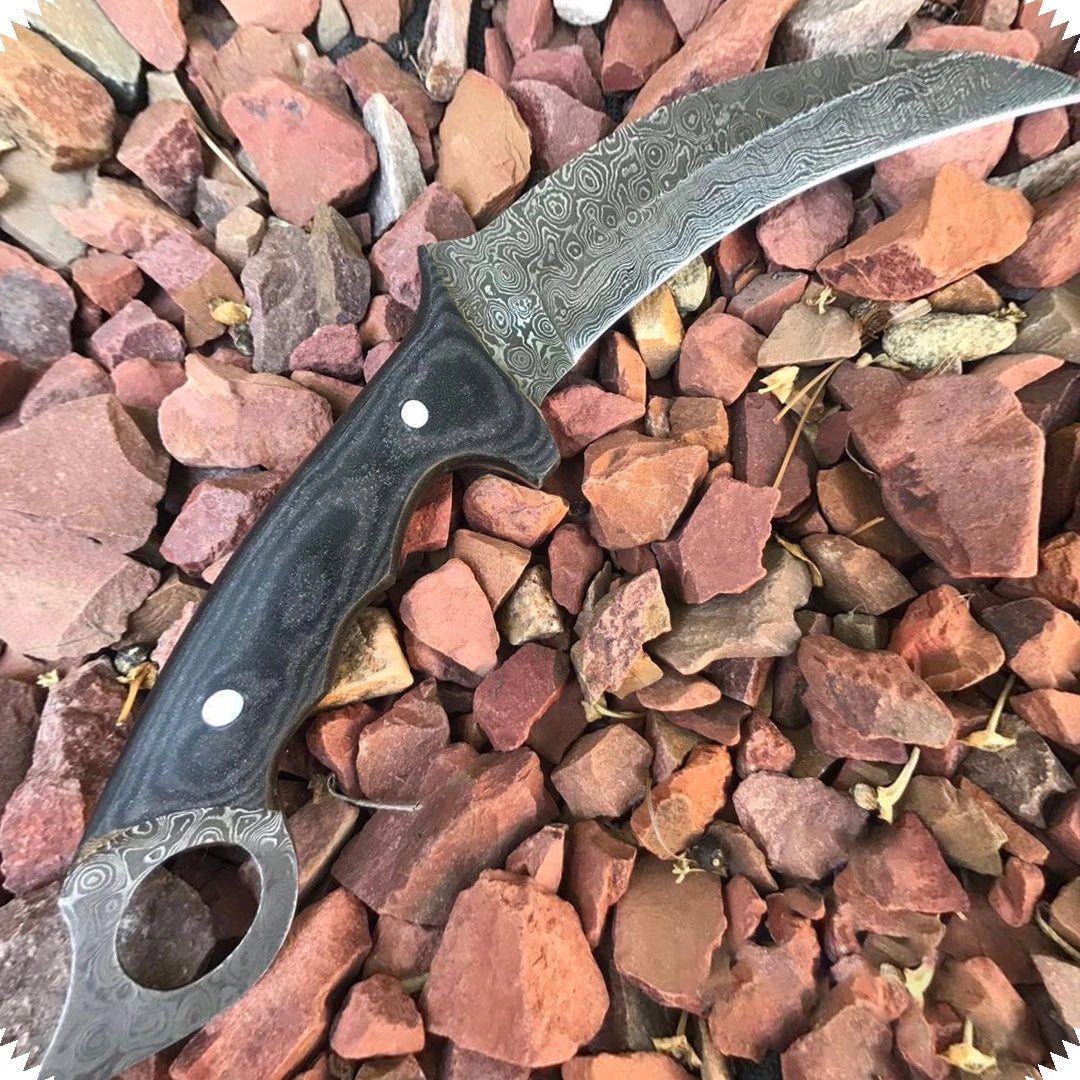 Damascus Steel Fixed Blade Knife – Personalized Tactical Karambit Hawkbill (Custom Engraved) 22