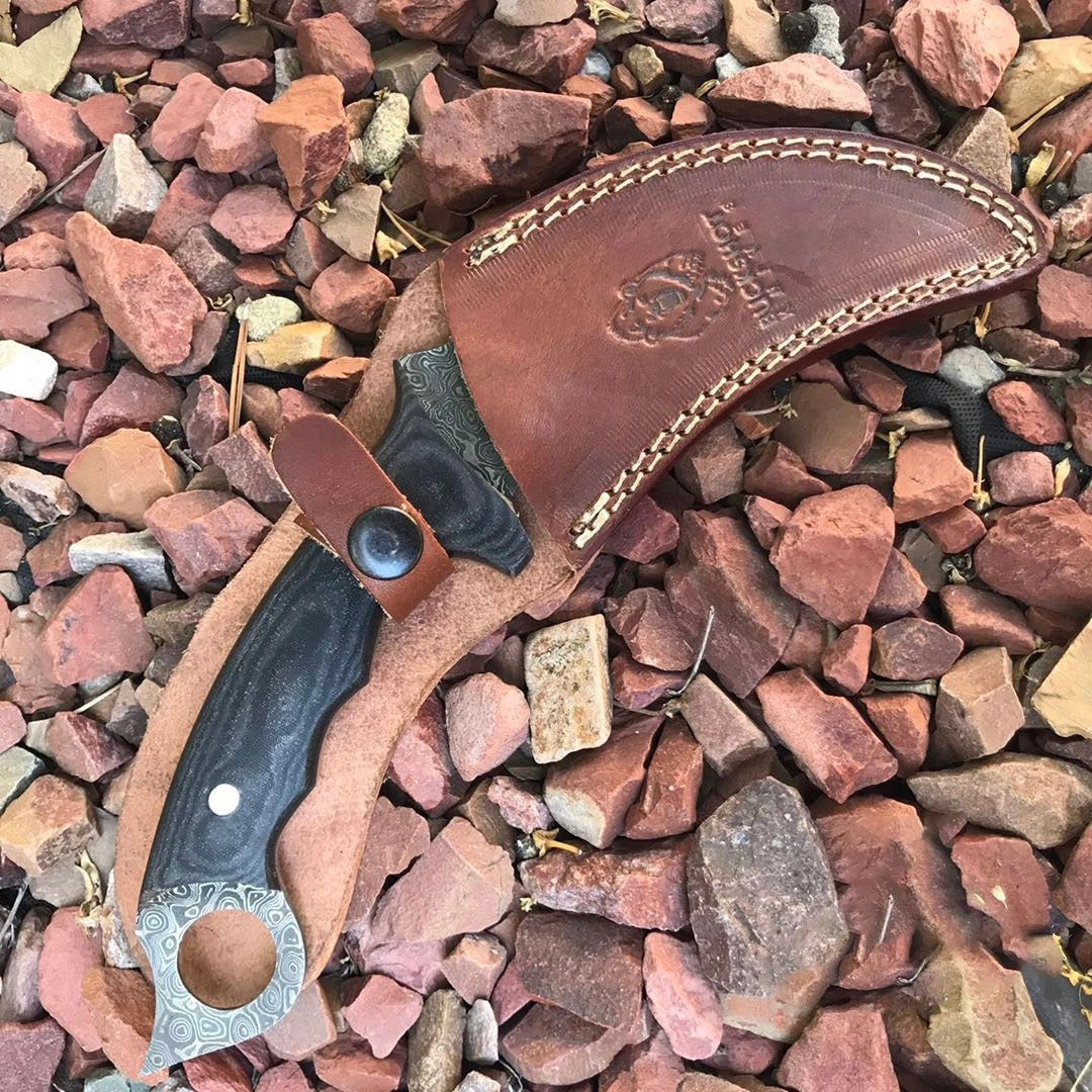 Damascus Steel Fixed Blade Knife – Personalized Tactical Karambit Hawkbill (Custom Engraved) 44