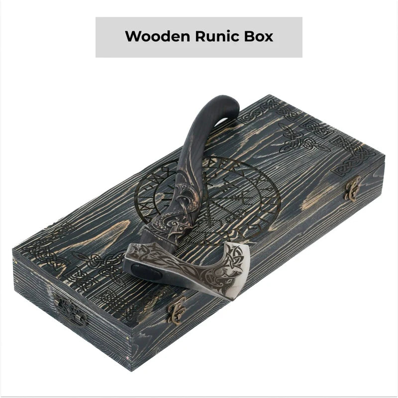 Fenrisulfr Hand-Forged Viking Bearded Axe with Carved Handle 8