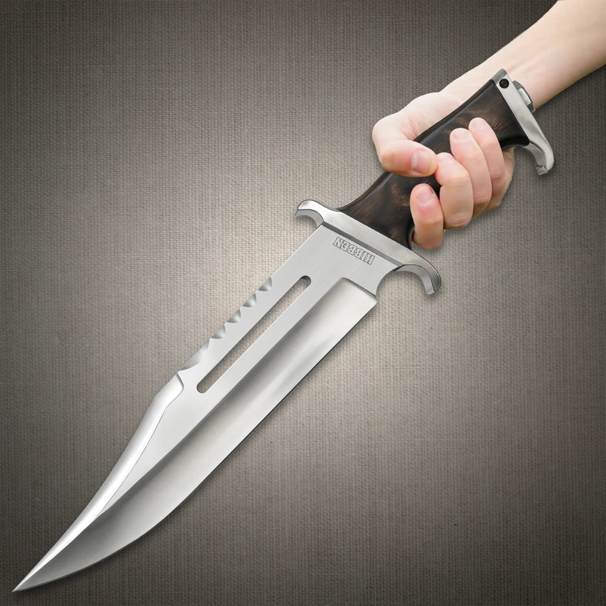 Full Size Hibben III Bowie Knife with Leather Sheath 3
