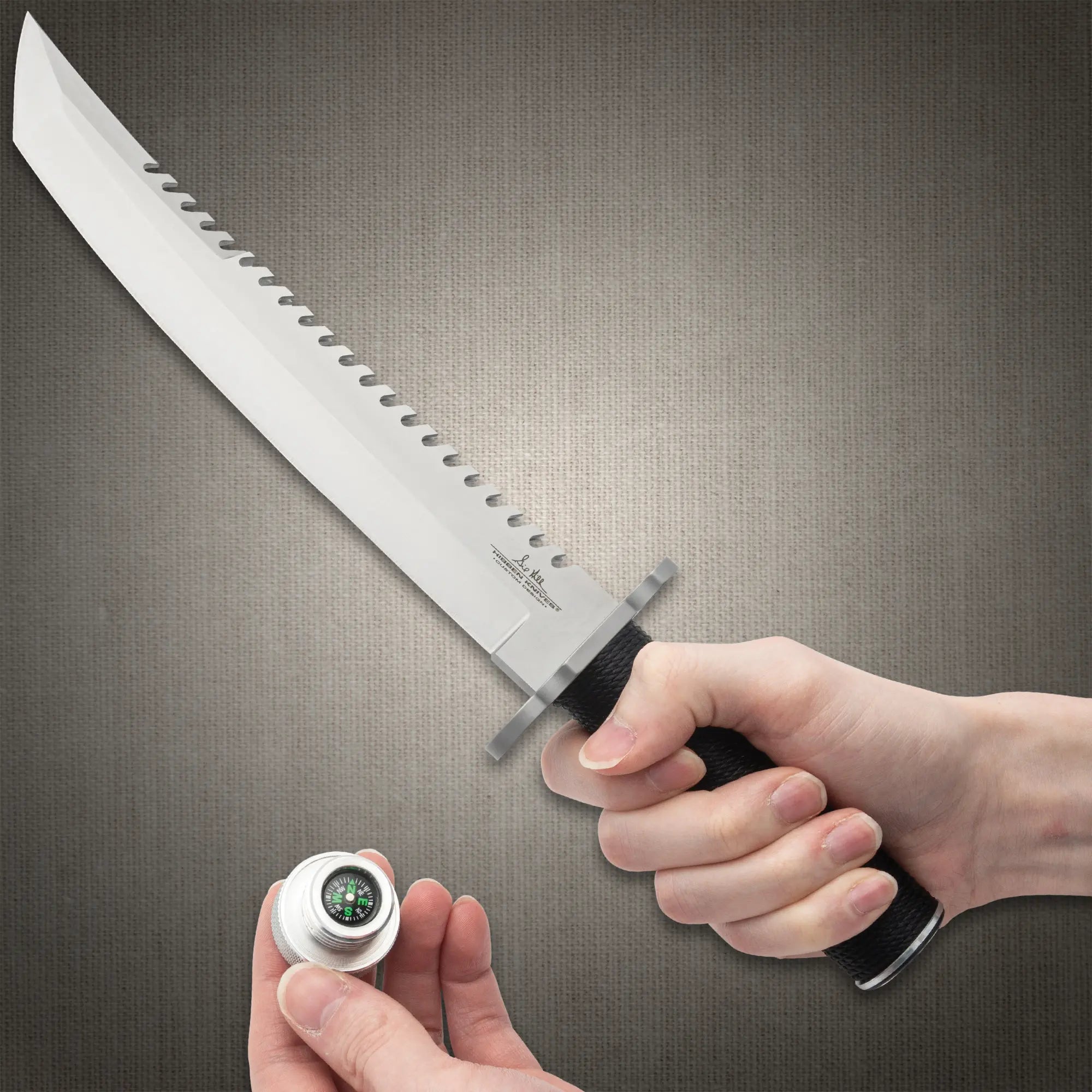 Gil Hibben 36.195cm Survival Tanto Knife – 24.13cm Sawback Blade, Leather Sheath 3