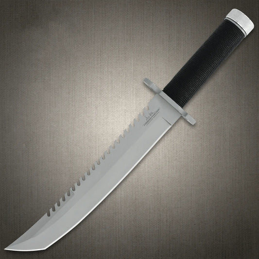 Gil Hibben 36.195cm Survival Tanto Knife – 24.13cm Sawback Blade, Leather Sheath