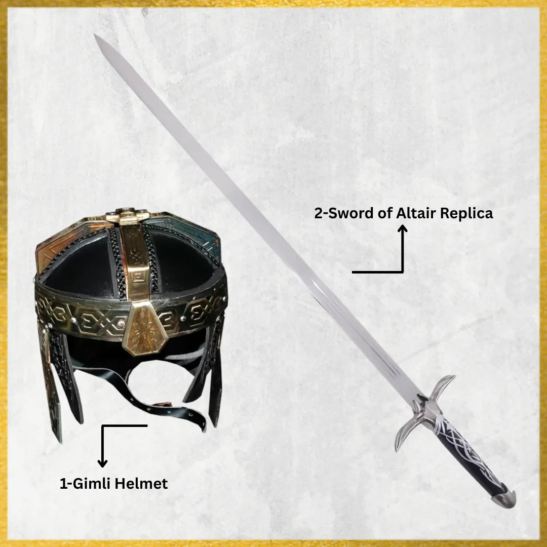 Gimli Helmet & Assassins Creed Altair Sword