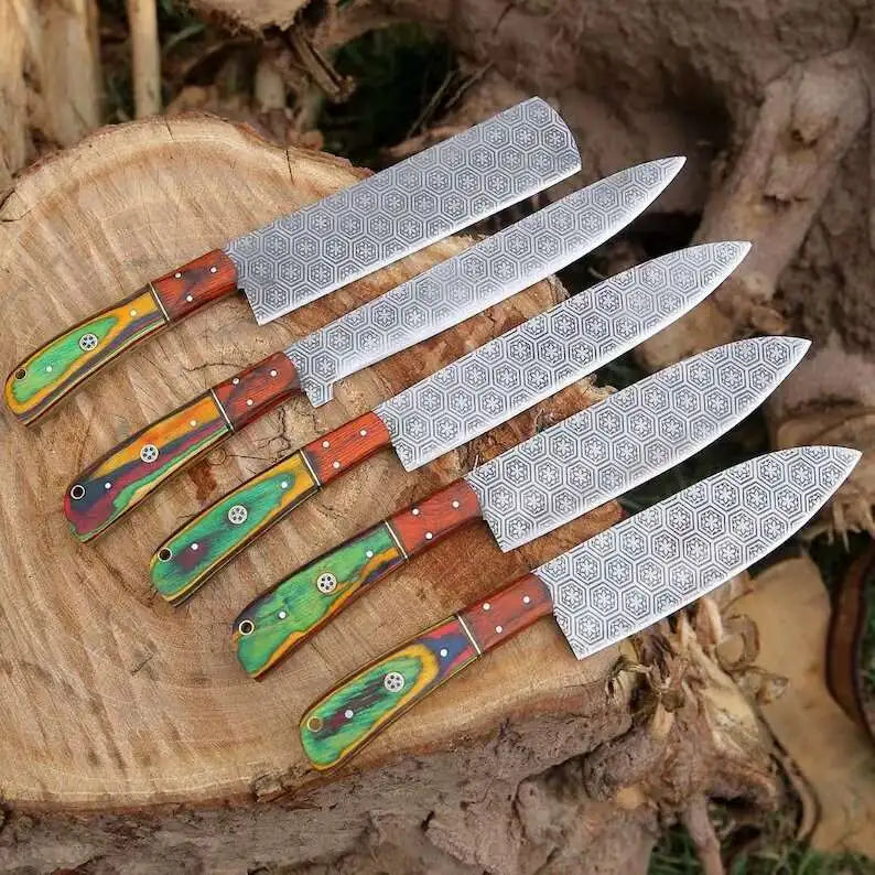 Hand Forged Handmade Carbon Steel Full Tang Knife Set 1