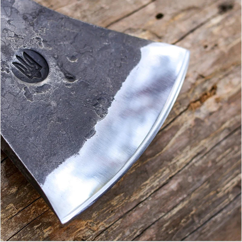 Hand forged Fireman's Axe American superhero with leather case_4