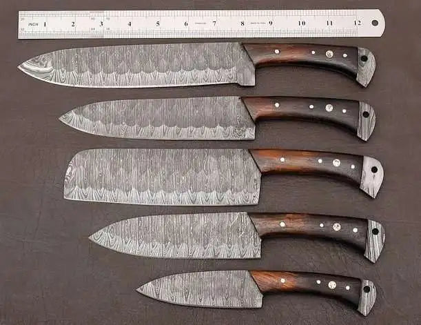 Handmade 5-Piece Damascus Chef Knife Set