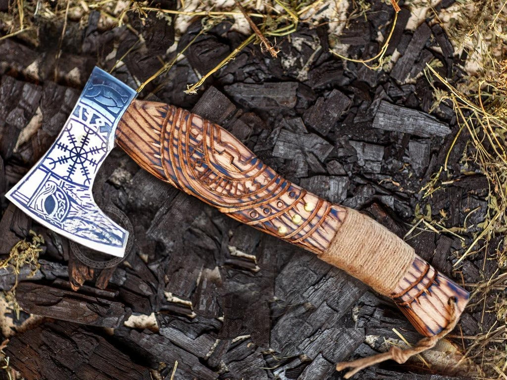 Helm of Awe & Odin Symbol Mini Viking Axe 2