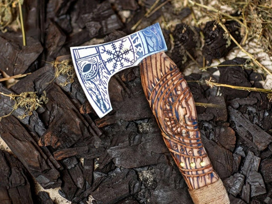 Helm of Awe & Odin Symbol Mini Viking Axe