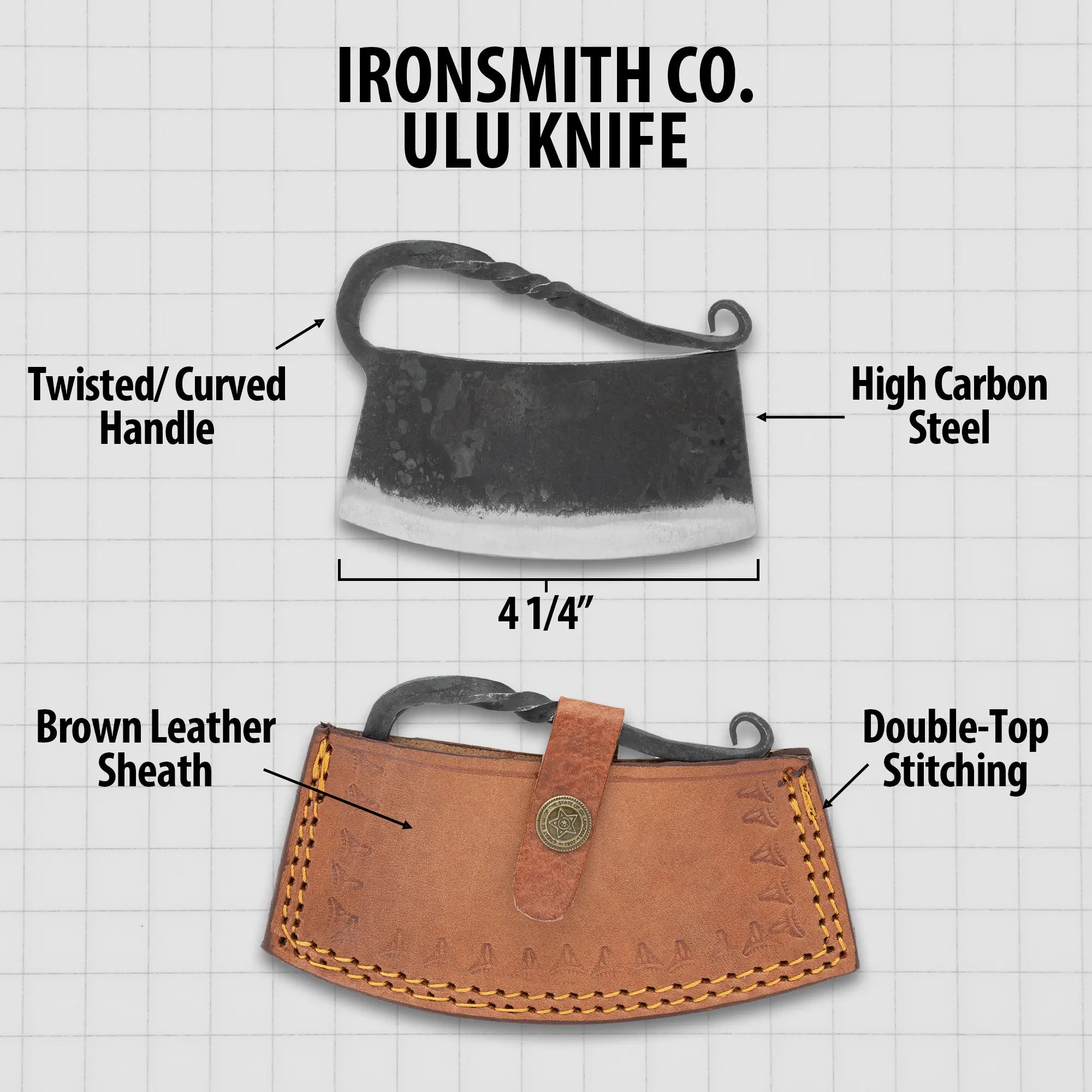 Ironsmith Co Hand-Forged High Carbon Steel Ulu Knife 2