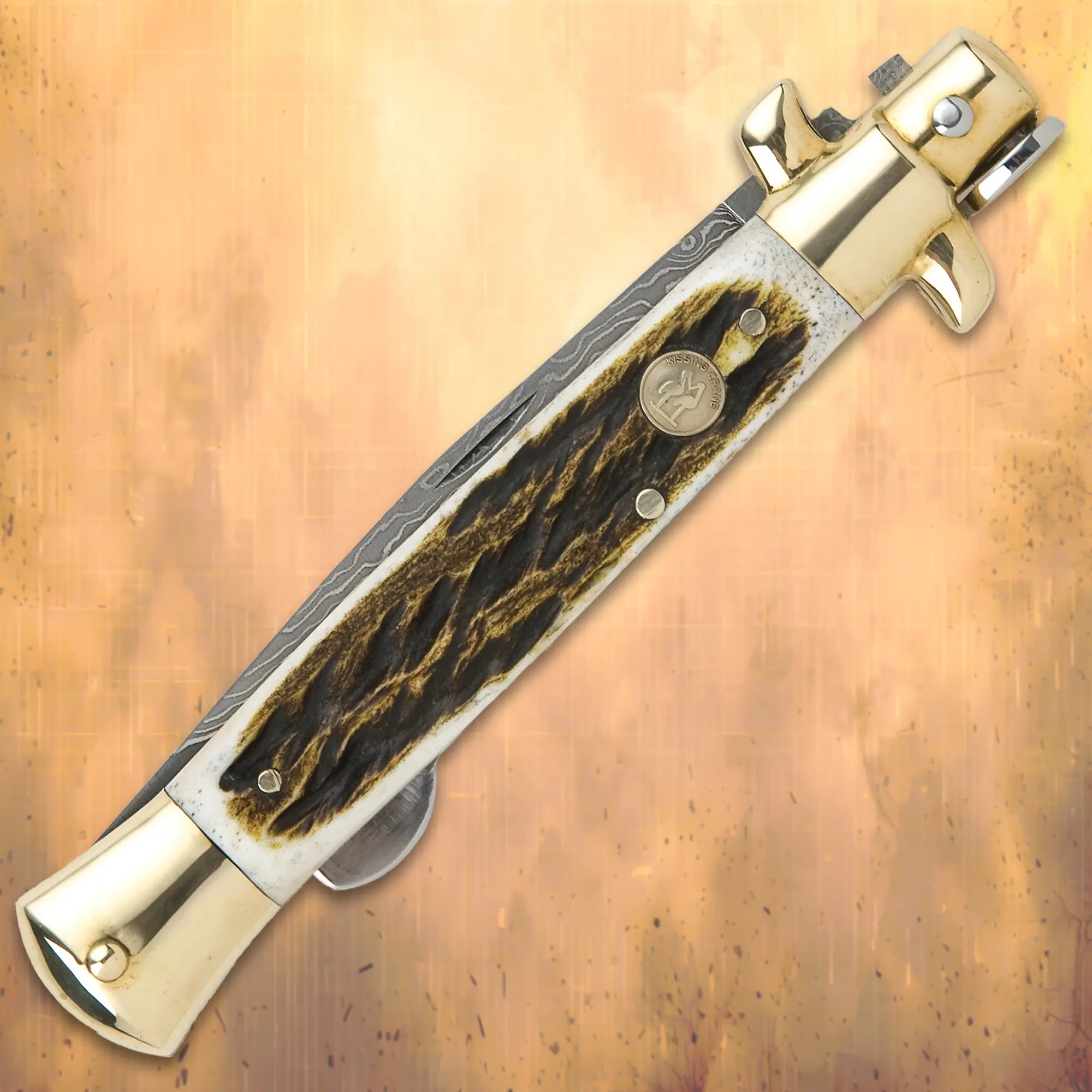 Kissing Crane Burnt Bone Stiletto Knife 1