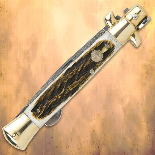 Kissing Crane Burnt Bone Stiletto Knife 1