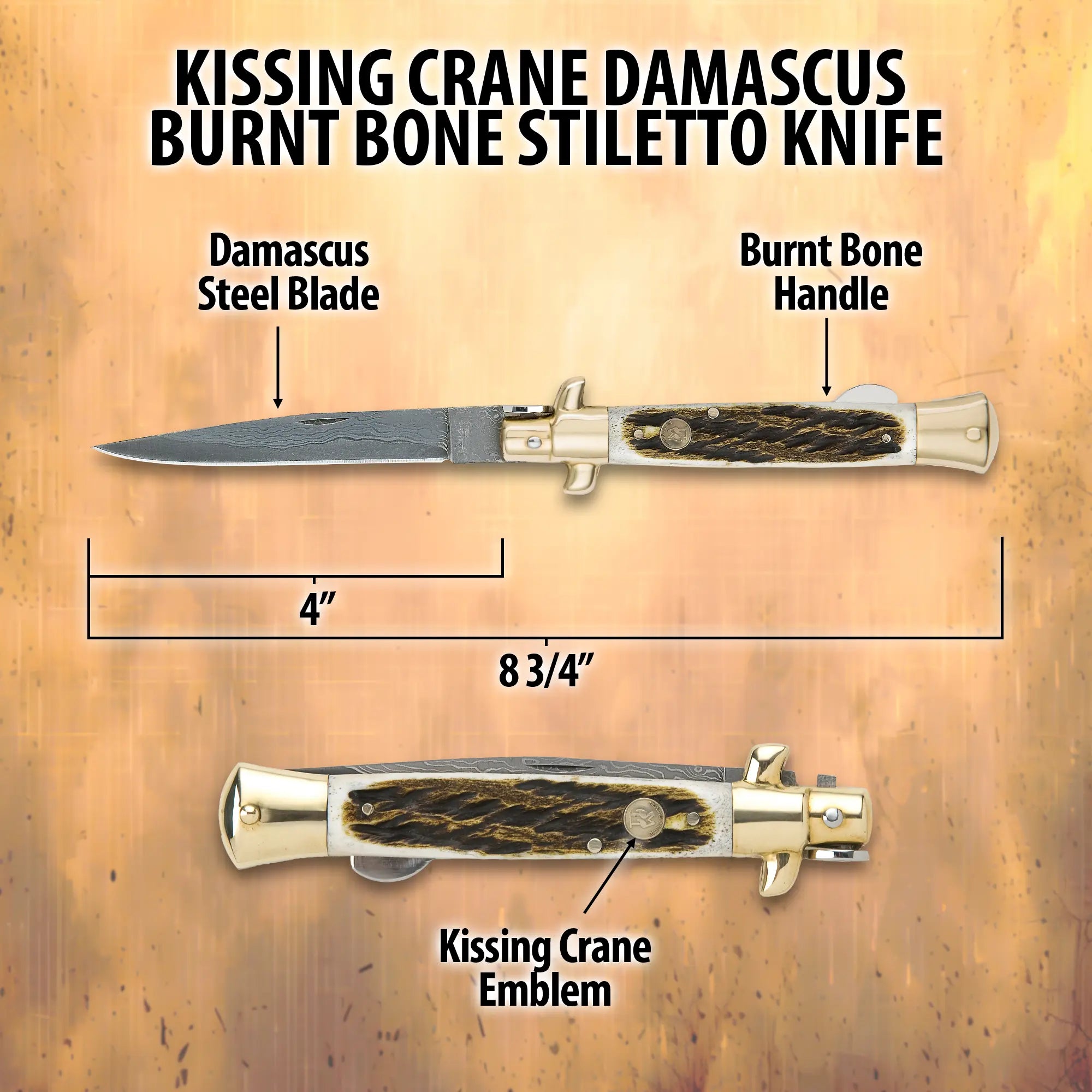 Kissing Crane Burnt Bone Stiletto Knife 2