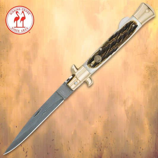 Kissing Crane Burnt Bone Stiletto Knife