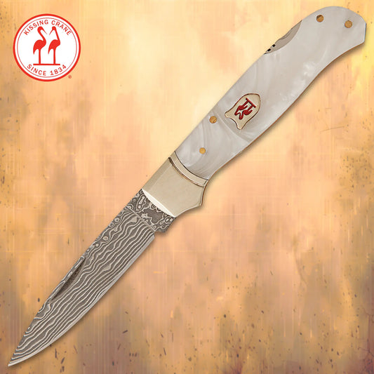 Kissing Crane Limited Pearl Damascus Lockback
