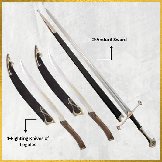 Legolas Fighting Knives & Anduril Sword Of Aragorn