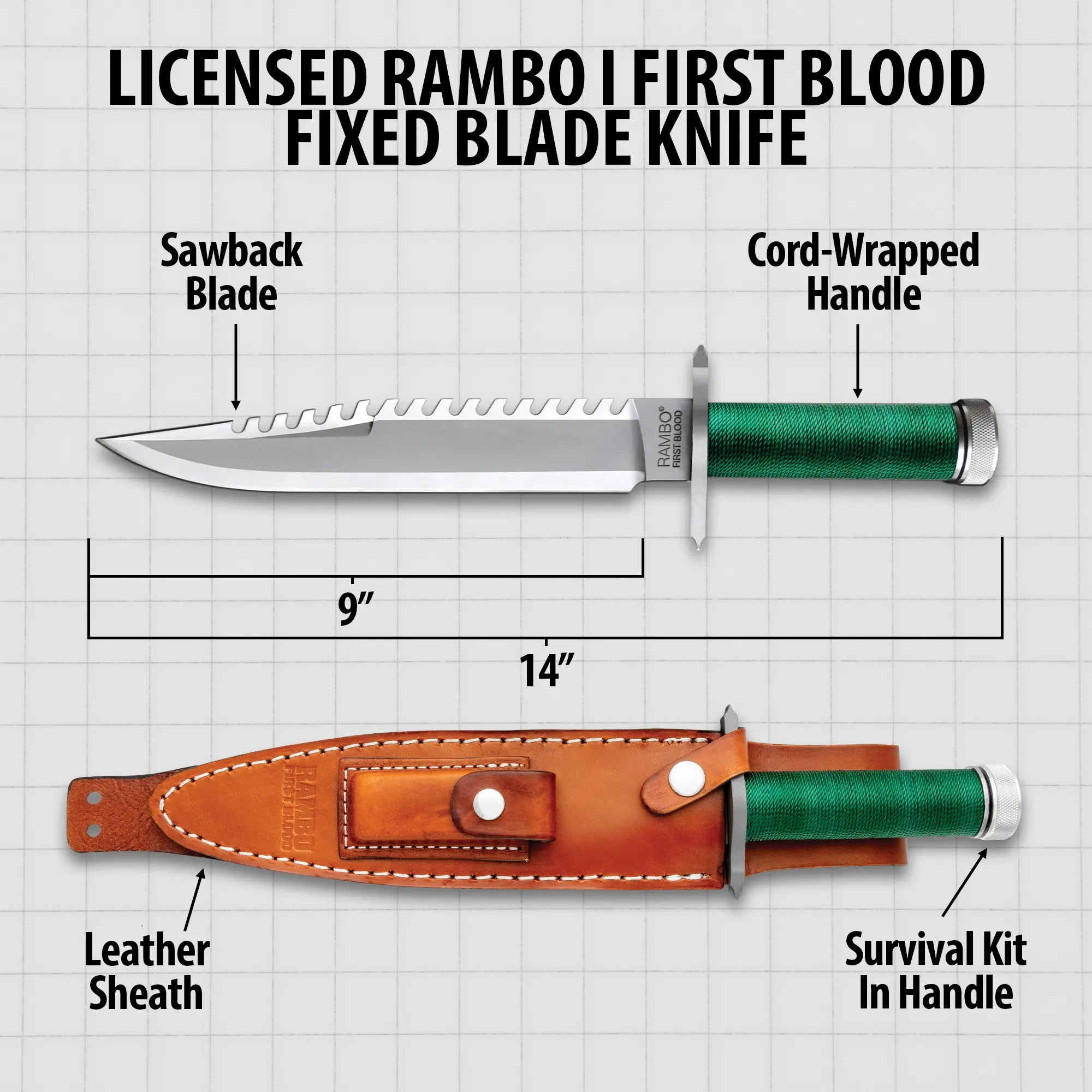 Licensed Rambo First Blood Fixed Blade Knife 2