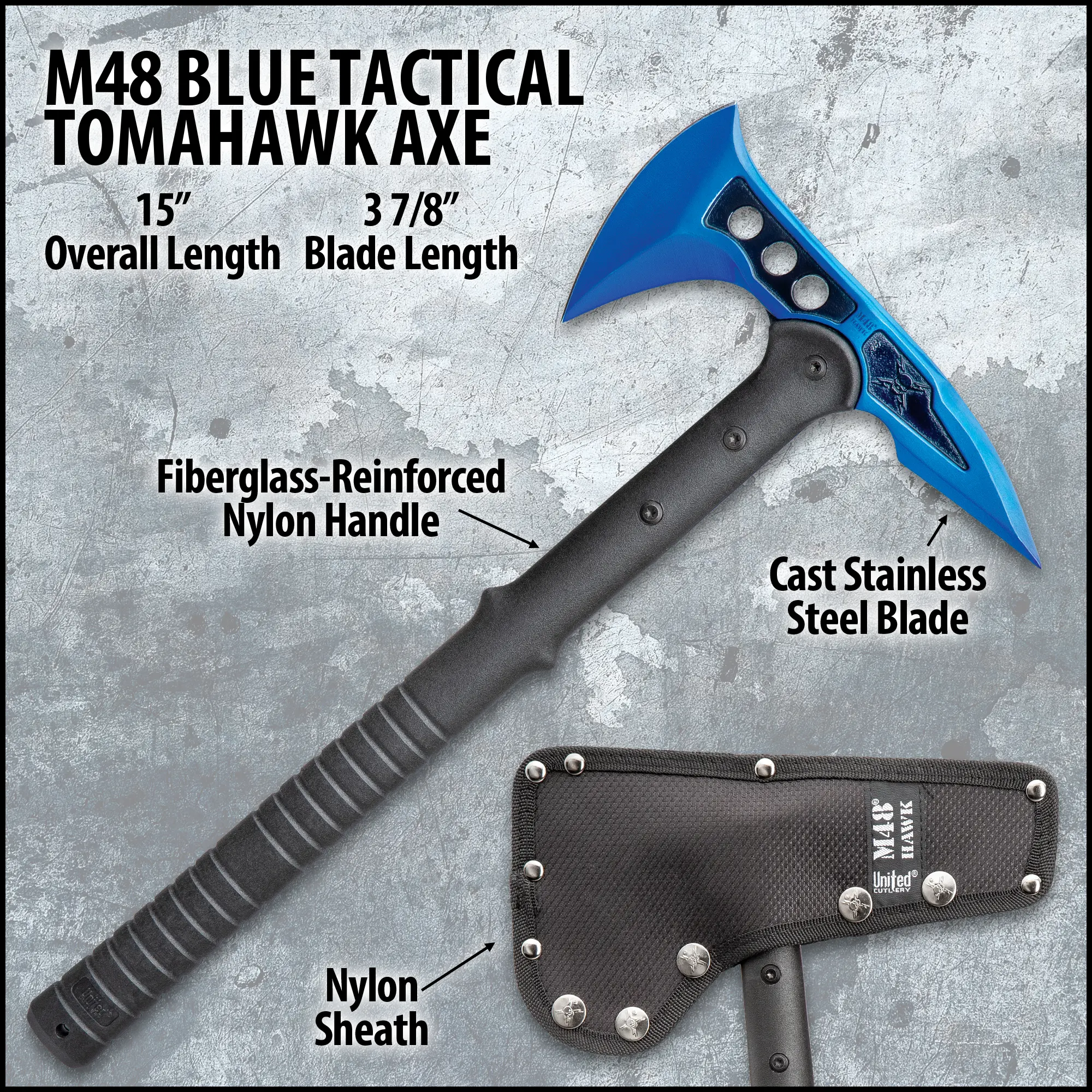 M48 Blue Tactical Tomahawk Axe – 38.1cm Overall, 9.906cm Blade 2